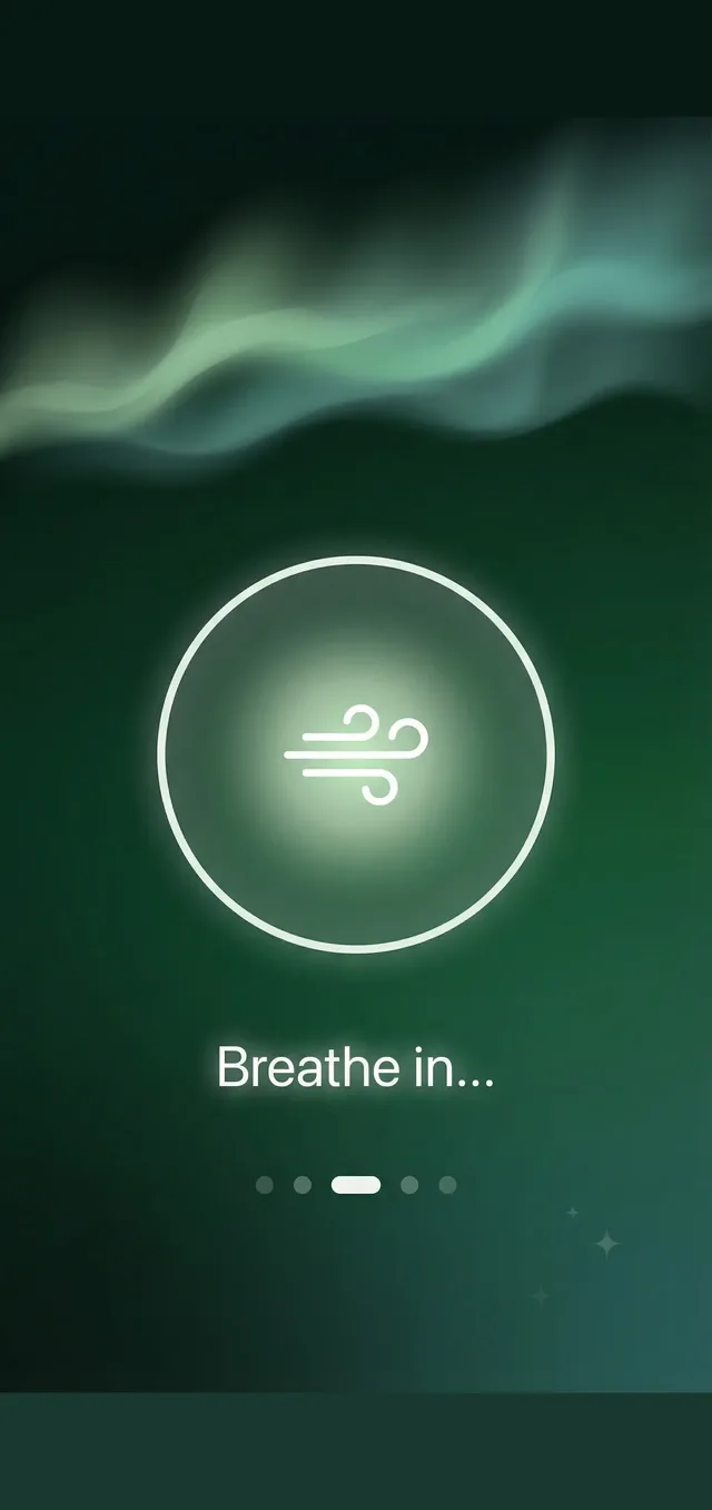 Emergency screen with breathing exercise and verse